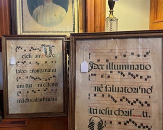 TWO SUPERB 16TH CENTURY HAND PAINTED MUSIC ON VELLUM