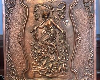 SPECTACULAR ANTIQUE REPOUSSE ART NOUVEAU FIRE SCREEN