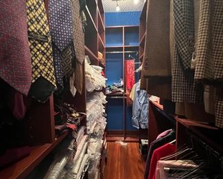 ONE FULL CLOSET...SUITS & SPORT COATS 46, SHIRTS 17, TIES, PANTS 40