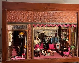 VINTAGE DIORAMA OF A VICTORIAN CHRISTMAS INTERIOR