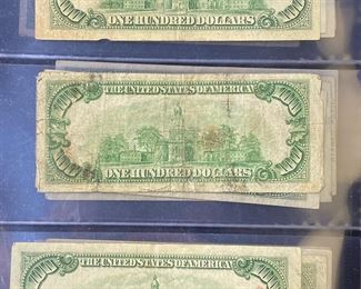 These vintage $100 Dollar Bills are for sale! Please text or call 703-268-9529 or email tysonsjewelry@yahoo.com for inquiries.