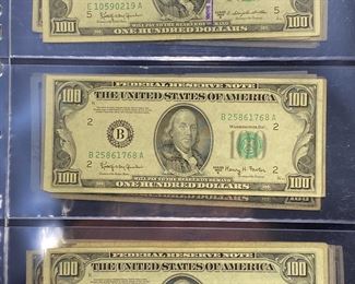 These vintage $100 Dollar Bills are for sale! Please text or call 703-268-9529 or email tysonsjewelry@yahoo.com for inquiries.