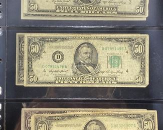 These vintage $50 Dollar Bills are for sale! Please text or call 703-268-9529 or email tysonsjewelry@yahoo.com for inquiries.