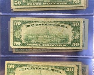 These vintage $50 Dollar Bills are for sale! Please text or call 703-268-9529 or email tysonsjewelry@yahoo.com for inquiries.