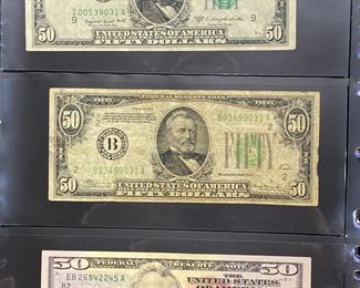 These vintage $50 Dollar Bills are for sale! Please text or call 703-268-9529 or email tysonsjewelry@yahoo.com for inquiries.