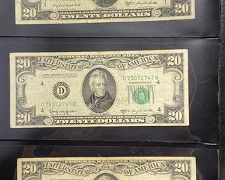 These vintage $20 Dollar Bills are for sale! Please text or call 703-268-9529 or email tysonsjewelry@yahoo.com for inquiries.