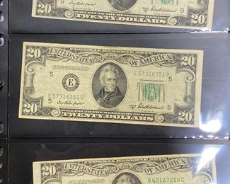 These vintage $20 Dollar Bills are for sale! Please text or call 703-268-9529 or email tysonsjewelry@yahoo.com for inquiries.