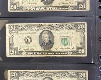 These vintage $20 Dollar Bills are for sale! Please text or call 703-268-9529 or email tysonsjewelry@yahoo.com for inquiries.