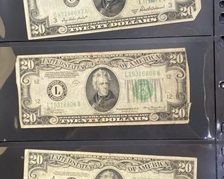 These vintage $20 Dollar Bills are for sale! Please text or call 703-268-9529 or email tysonsjewelry@yahoo.com for inquiries.