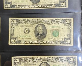 These vintage $20 Dollar Bills are for sale! Please text or call 703-268-9529 or email tysonsjewelry@yahoo.com for inquiries.