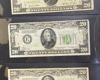 These vintage $20 Dollar Bills are for sale! Please text or call 703-268-9529 or email tysonsjewelry@yahoo.com for inquiries.