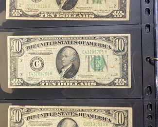 These vintage $10 Dollar Bills are for sale! Please text or call 703-268-9529 or email tysonsjewelry@yahoo.com for inquiries.