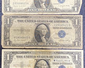 These vintage $1 Dollar Bills are for sale! Please text or call 703-268-9529 or email tysonsjewelry@yahoo.com for inquiries.
