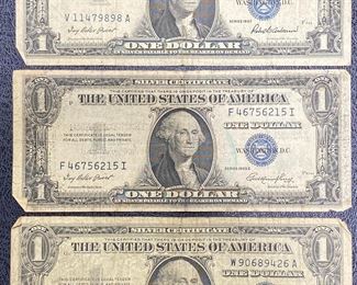 These vintage $1 Dollar Bills are for sale! Please text or call 703-268-9529 or email tysonsjewelry@yahoo.com for inquiries.