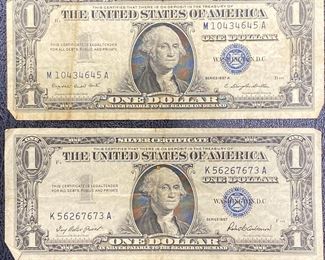 These vintage $1 Dollar Bills are for sale! Please text or call 703-268-9529 or email tysonsjewelry@yahoo.com for inquiries.