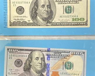 These vintage $100 Dollar Bills are for sale! Please text or call 703-268-9529 or email tysonsjewelry@yahoo.com for inquiries.