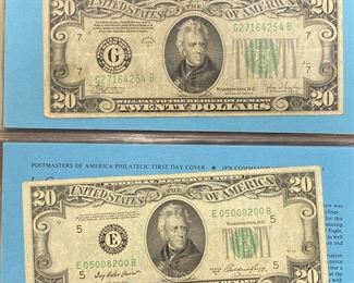 These vintage $20 Dollar Bills are for sale! Please text or call 703-268-9529 or email tysonsjewelry@yahoo.com for inquiries.