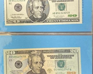 These vintage $20 Dollar Bills are for sale! Please text or call 703-268-9529 or email tysonsjewelry@yahoo.com for inquiries.