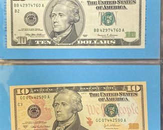 These vintage $10 Dollar Bills are for sale! Please text or call 703-268-9529 or email tysonsjewelry@yahoo.com for inquiries.