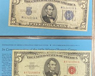 These vintage $5 Dollar Bills are for sale! Please text or call 703-268-9529 or email tysonsjewelry@yahoo.com for inquiries.