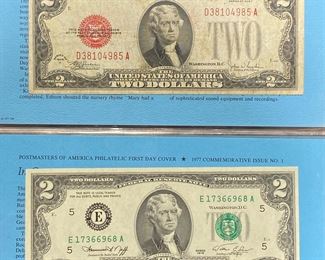 These vintage $2 Dollar Bills are for sale! Please text or call 703-268-9529 or email tysonsjewelry@yahoo.com for inquiries.