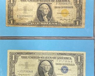 These vintage $1 Dollar Bills are for sale! Please text or call 703-268-9529 or email tysonsjewelry@yahoo.com for inquiries.