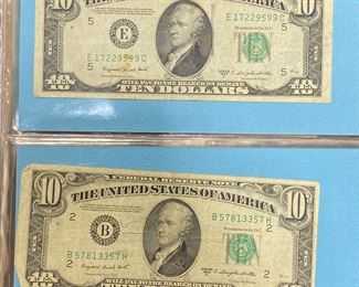 These vintage $10 Dollar Bills are for sale! Please text or call 703-268-9529 or email tysonsjewelry@yahoo.com for inquiries.