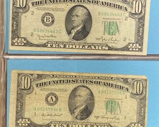 These vintage $10 Dollar Bills are for sale! Please text or call 703-268-9529 or email tysonsjewelry@yahoo.com for inquiries.