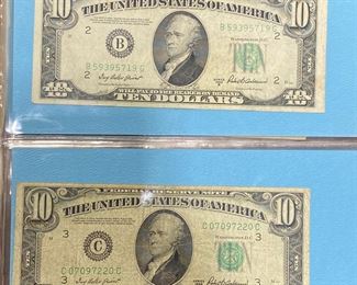These vintage $10 Dollar Bills are for sale! Please text or call 703-268-9529 or email tysonsjewelry@yahoo.com for inquiries.