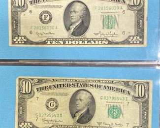These vintage $10 Dollar Bills are for sale! Please text or call 703-268-9529 or email tysonsjewelry@yahoo.com for inquiries.