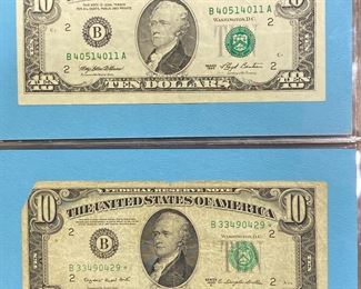 These vintage $10 Dollar Bills are for sale! Please text or call 703-268-9529 or email tysonsjewelry@yahoo.com for inquiries.