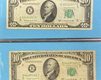 These vintage $10 Dollar Bills are for sale! Please text or call 703-268-9529 or email tysonsjewelry@yahoo.com for inquiries.