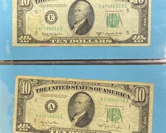 These vintage $10 Dollar Bills are for sale! Please text or call 703-268-9529 or email tysonsjewelry@yahoo.com for inquiries.