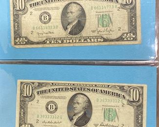 These vintage $10 Dollar Bills are for sale! Please text or call 703-268-9529 or email tysonsjewelry@yahoo.com for inquiries.