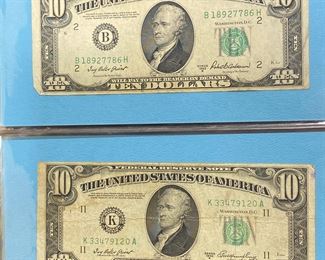 These vintage $10 Dollar Bills are for sale! Please text or call 703-268-9529 or email tysonsjewelry@yahoo.com for inquiries.