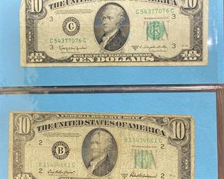 These vintage $10 Dollar Bills are for sale! Please text or call 703-268-9529 or email tysonsjewelry@yahoo.com for inquiries.