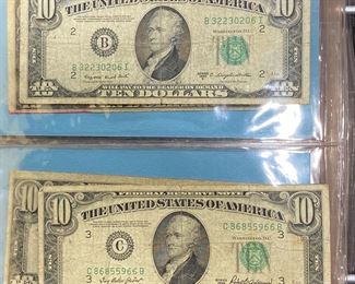 These vintage $10 Dollar Bills are for sale! Please text or call 703-268-9529 or email tysonsjewelry@yahoo.com for inquiries.