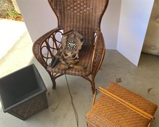 Cuckoo Clock And Wicker Decor
