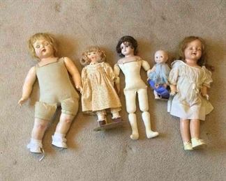 Five Vintage Dolls 