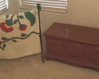 Hope Chest With Handmade Quilt And Rack