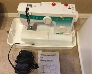 White Sewing Machine With Case