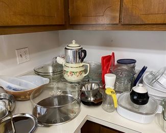 Great household kitchen items, Pyrex, etc.