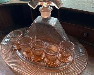 Depression decanter and glasses 