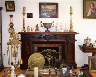 Am. Carved Walnut & Mahogany Mantel Circa 1860