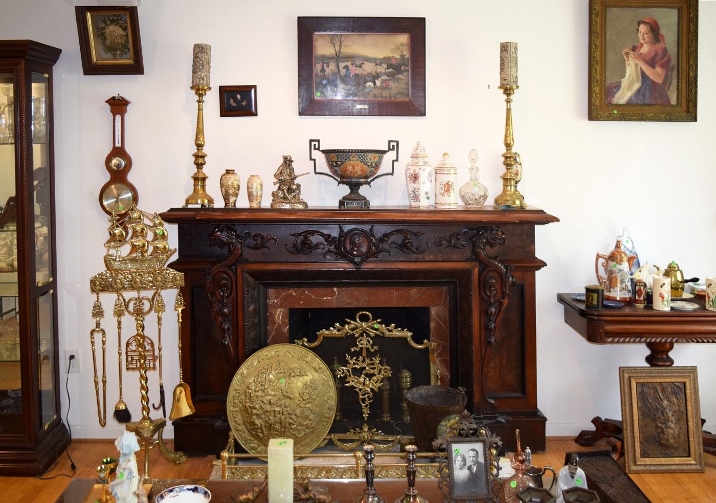 Am. Carved Walnut & Mahogany Mantel Circa 1860