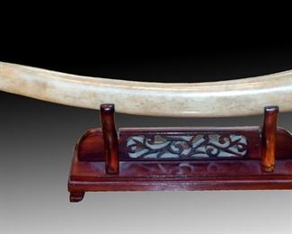 Eskimo Oosik with Carved Heads and Baleen Bands