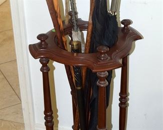 Walnut Umbrella Stand, Walking Sticks & Umbrellas
