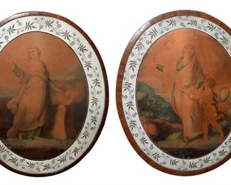 A Pair of Watercolor Fire Place Screens