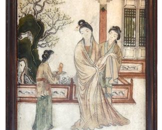 Chinese Painted Stone Plaque