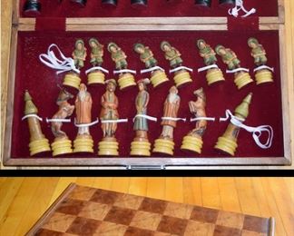 Carved Wood Chess Set, Probably Italian